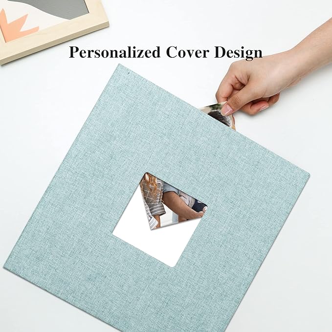 Vienrose Large Photo Album Self Adhesive for 4x6 8x10 Pictures Linen Scrapbook Album DIY 60 Blank Pages with A Metallic Pen