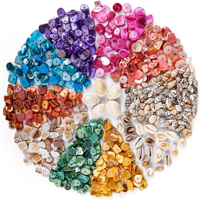 PPCLION Pearl Shell Beads Bracelet Making Kit Bracelet and Heart Beads Elastic Threads for Jewelry Necklace Making