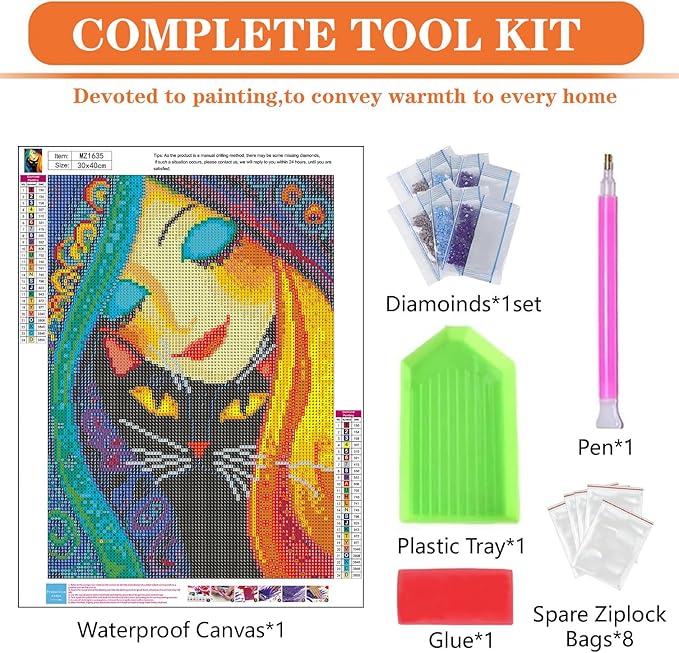 igoodom Diamond Art Kits for Adults, Black Cat Diamond Painting Kit, Full Drill Round Diamond Art Kits, DIY Gem Art and Crafts for Home Wall Decor Gift 12x16inch