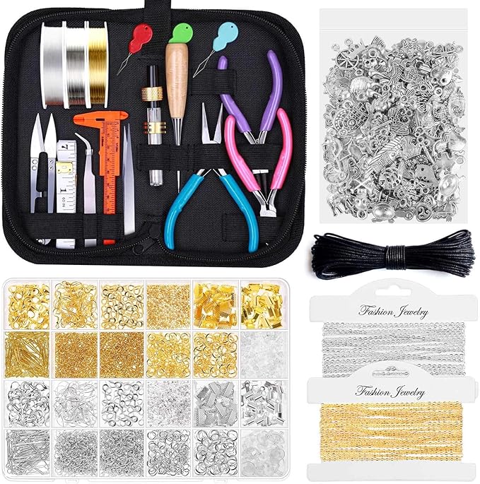 shynek Jewelry Making Kit - Adults Supplies with Tools, Wires, Findings & Charms for Making & Repair