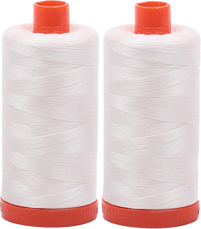 Aurifil Mako 50wt Thread 2 Large Spools: Chalk (2026x2)