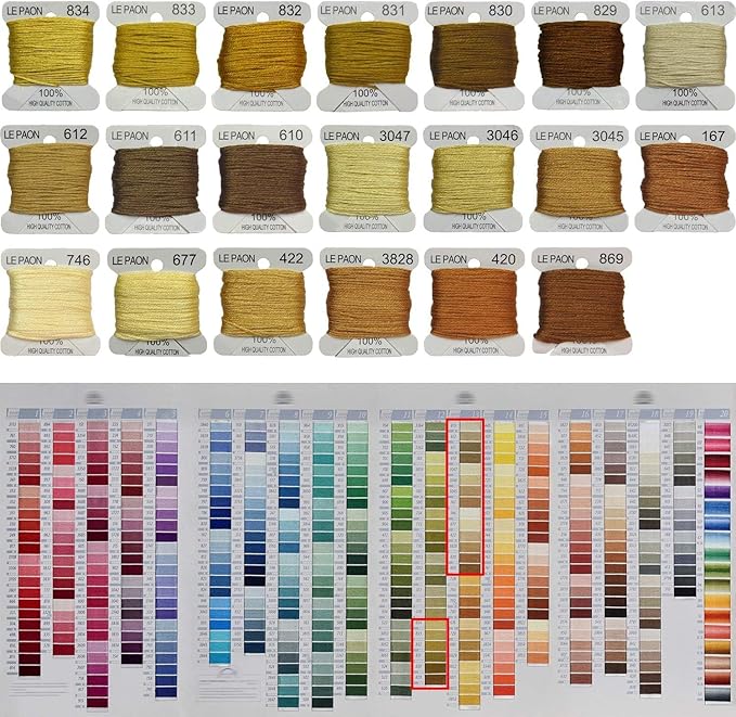 20Bobbins 20 Colors Embroidery Floss bobbins - Cross Stitch Threads - Friendship Bracelets Floss - Crafts Floss-Gold Gradient