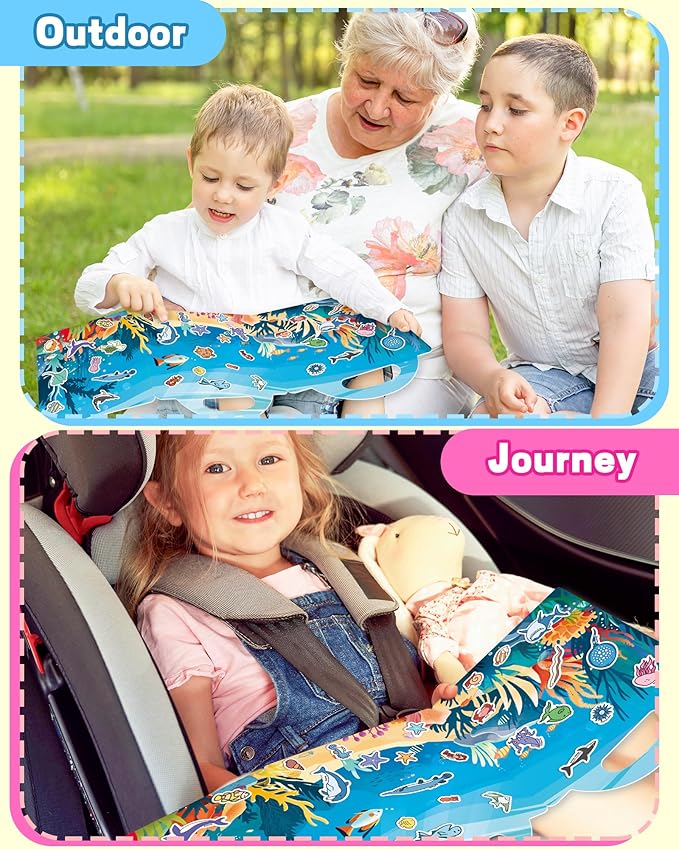 walenced reusable sticker book for toddlers, stickers for kids, toddler craft activities, toddler travel toys ages 3 and up boy girl birthday gifts