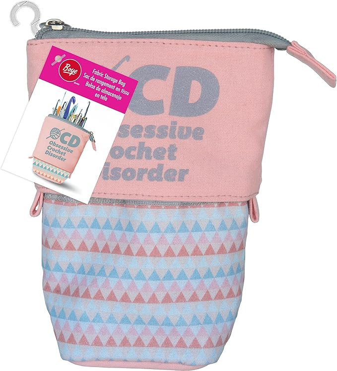 Boye 42-40165 ''OCD'' Fabric Crochet Storage Bag with Zipper, 5.75" x 7", Multicolor