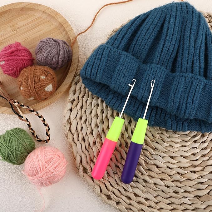 2 Packs Latch Hook Crochet Needle Latch Hook Tool, Latch Hook Tool for Crochet Braids Hair Extension Micro Braids Multi-Purpose Knitting Needles(5.0mm+3.8 mm)