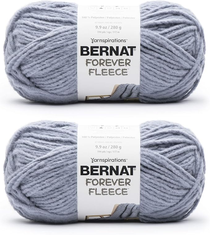Bernat Forever Fleece Juniper Yarn - 2 Pack of 280g/9.9oz - Polyester - 6 Super Bulky - 194 Yards - Knitting/Crochet