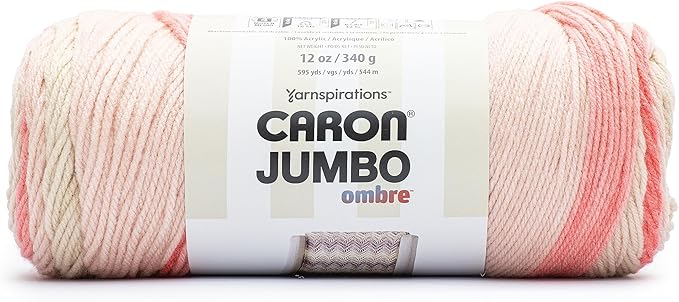 Caron Jumbo Ombre Blossom Yarn - 2 Pack of 12oz/340g - Acrylic - #4 Worsted (Medium) - 595 Yards - Knitting & Crochet