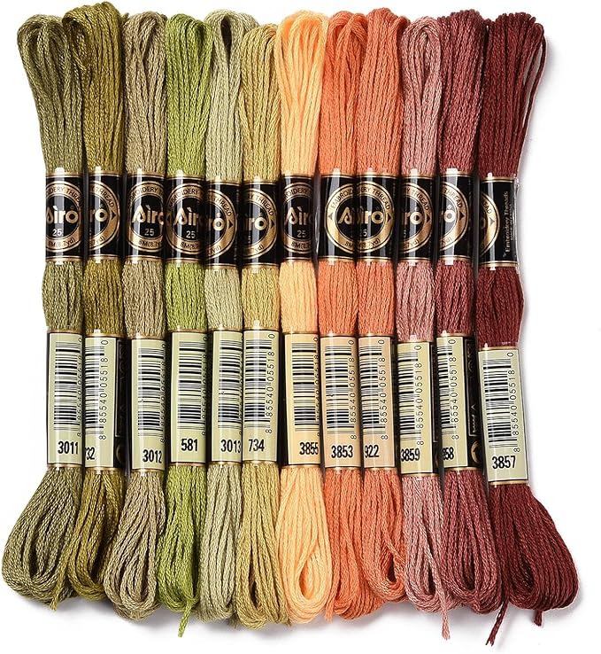 FASHEWELRY 105 Yards Crewel Cross Stitch Floss for Jewelry Making, 1mm Polyester Embroidery Floss Thread Embroidery Thread Bulk for Bracelet Knitting Stitch Supply (Autumn Color)