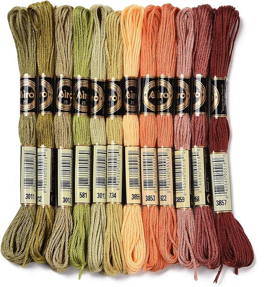 FASHEWELRY 105 Yards Crewel Cross Stitch Floss for Jewelry Making, 1mm Polyester Embroidery Floss Thread Embroidery Thread Bulk for Bracelet Knitting Stitch Supply (Autumn Color)