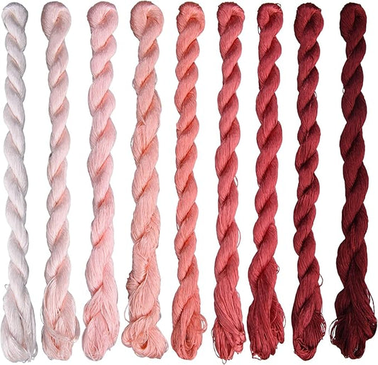 Natural 100% Silk Thread, Handmade Embroidery Thread Silk Floss 9 Colors 110m Each (48)