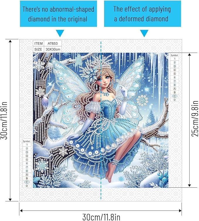 Diamond Art Painting Kits for Adults Butterfly Fairy Princess, 5D Special Shape Diamond Art Kits for Beginners, Crystal Rhinestones Diamond Art Painting for Home Wall Decoration Gift 12×12 inch