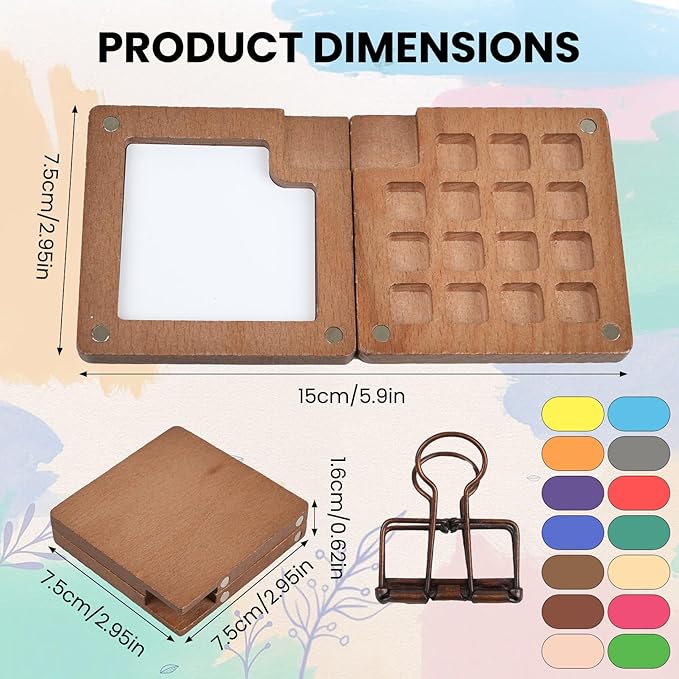 Mini Paint Palette Travel Kit,Mini Travel Watercolor Palette Set,Pocket Artist Acrylic colour Sets with Watercolor Pens,Binder Clips, Include 24 Colors Paint for Beginners Artists