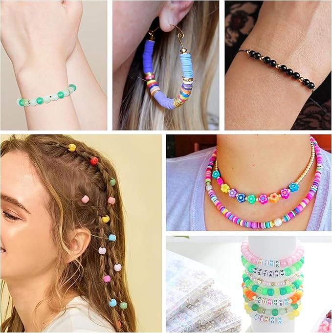 1260 Pcs Pearl Beads Bracelet Making Kit 6mm Pearl Beads for Crafts Friendship Bracelet Kit 6mm Beads for DIY Crafts