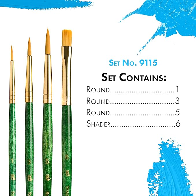Gold Taklon Real Value Brush Set, 4/Pkg