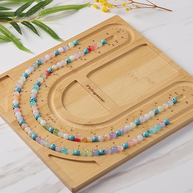 Petoysoso Bamboo Bead Board for Jewelry Making - Necklace and Bracelet Beading Board - Jewelry Making Supplies