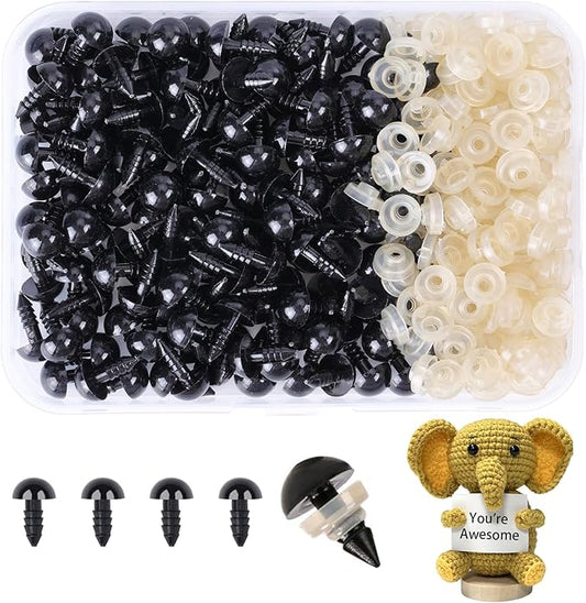 XKDOUS 10mm Safety Eyes, 280pcs for Crocheting, Crochet Eyes for Amigurumi, Stuffed Animal Doll Eyes for DIY Crafts