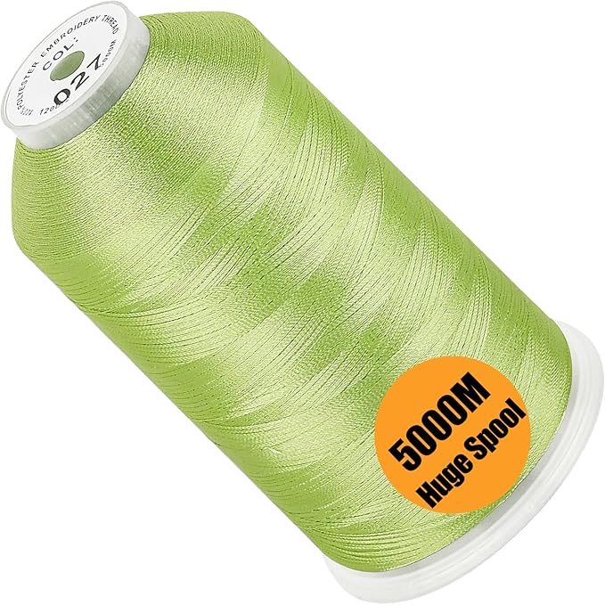 New brothread - Single Huge Spool 5000M Each Polyester Embroidery Machine Thread 40WT for Commercial and Domestic Machines - Fresh Green