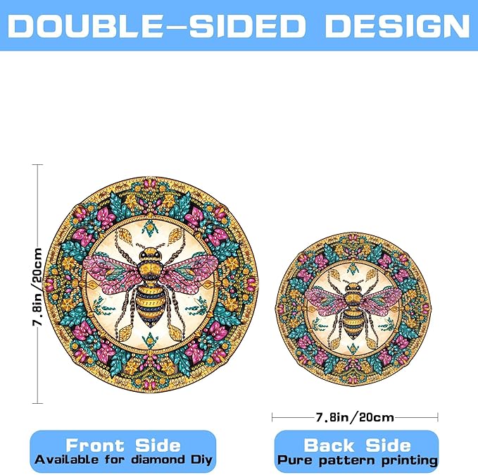 VAIIEYO Bee Diamond Art Hanging Ornament, Animal Diamond Painting Suncatchers Window Hanging Kit with Chain, 7.5x7.5 inch Crystal Pendant Art Craft for Gift Home Wall Front Door Decoration