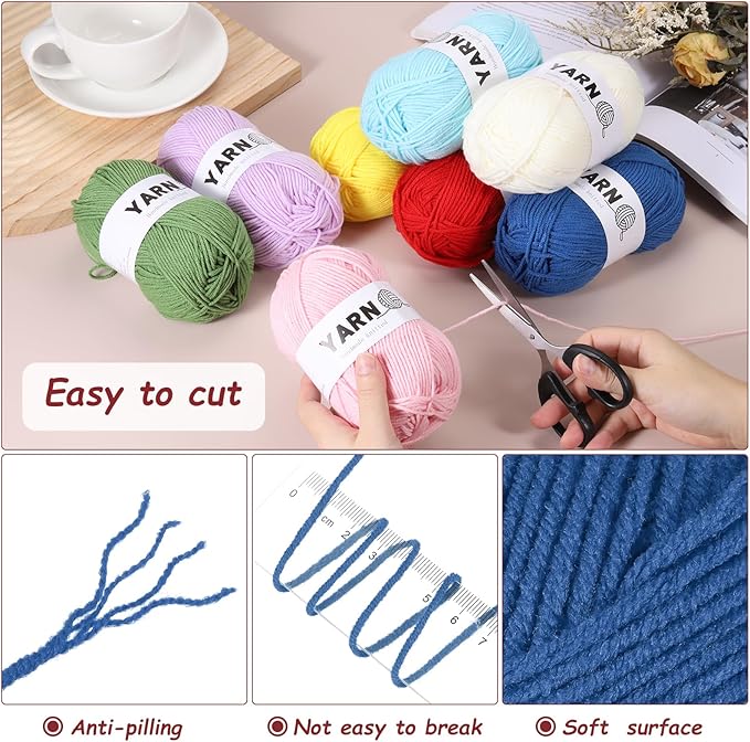 6Pcs Dark Blue Acrylic Yarn 790 Yard 4 Ply Soft Crochet Yarns Sport Weight Yarn,[for DIY Crocheting Knitting Craft Blankets Hats]-300g