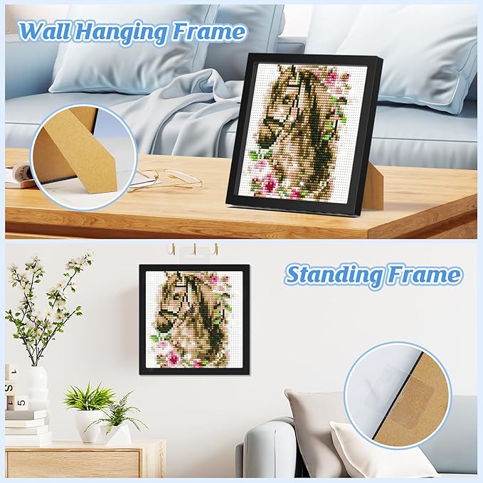 SENQAO Horse Diamond Art Kit for Kids with Frame, Ages 4-8, Easy Gem Art Kit for Home Wall Decor (7.1x7.1 inch)