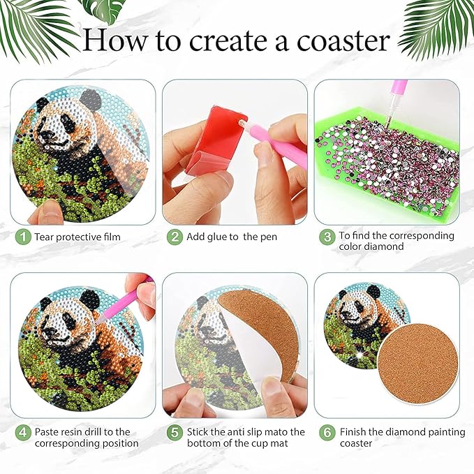 EWJRNSF 8 PCS Diamond Art Coasters Kit, Small Diamond Painting Coasters, Fall Diamond Art Kits for Adults Beginners, Arts and Crafts Supplies Item Sets with Holder