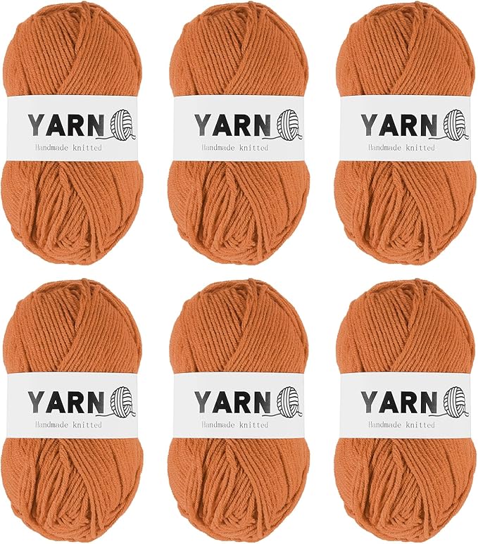 6Pcs Brown Acrylic Yarn 790 Yard 4 Ply Soft Crochet Yarns Sport Weight Yarn,[for DIY Crocheting Knitting Craft Blankets Hats]-300g