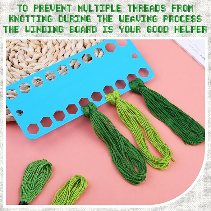 25 Skeins Green Series Cross Floss Stitch Thread, 8m Cotton Embroidery Floss Set with Plastic Bobbins & Needle