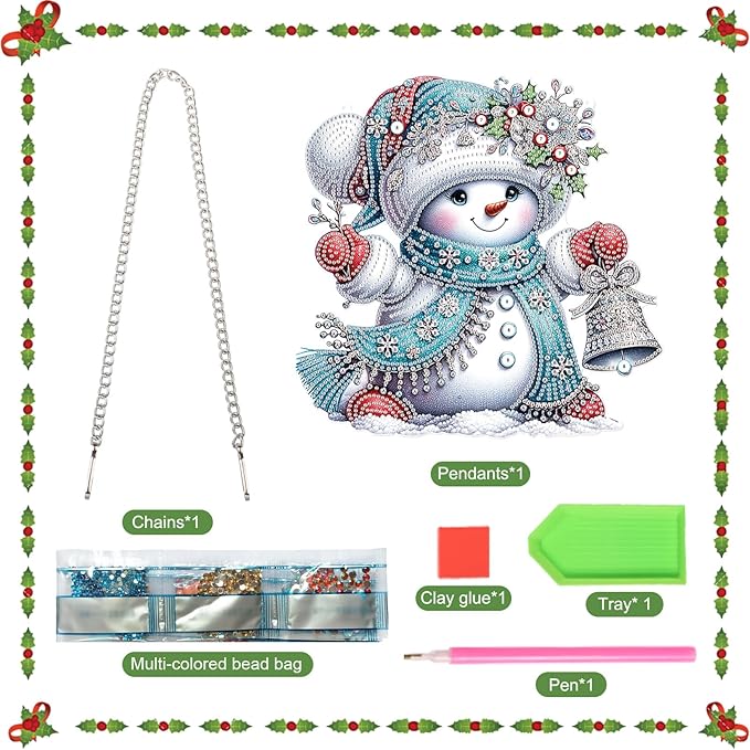 Christmas Diamond Art Painting Hanging Pendant DIY Snowman 5D Special Shape Crystal Diamond Art Partial Mosaic Making Craft, Large size Christmas Ornaments Home decor window decoration Handmade Gift
