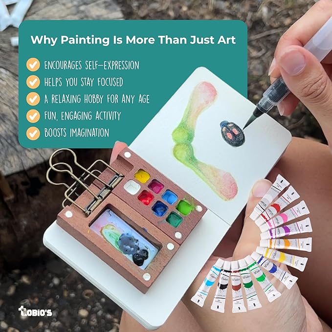 Original Tobios 12-Color Watercolor Paint Tube Refills – Artist-Grade Portable Watercolor Tubes for Travel, Painting & Creative Projects – High-Pigment Refill Set for Beginners, Students & Professional Artists