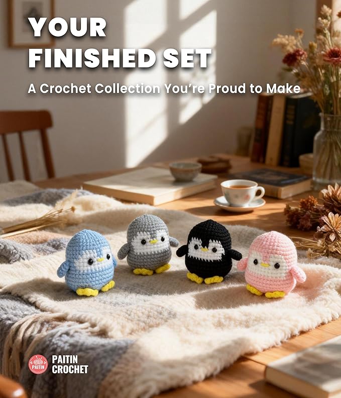 PAITIN Crochet Kit for Beginners – DIY Crochet Craft Project, Easy Handmade Yarn Art Kit for Adults with Step-by-Step Video Tutorial