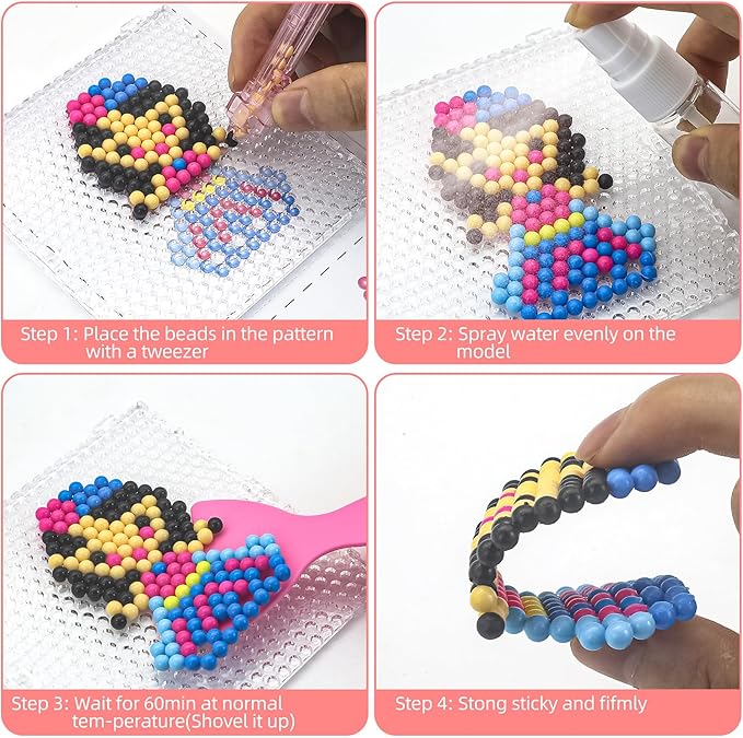 fuse beads kit for girls ages 6+ – 4400 pcs 5mm beads in 32 colors with spray bottle, puzzle guide, clamps & chains | creative diy arts & crafts gift