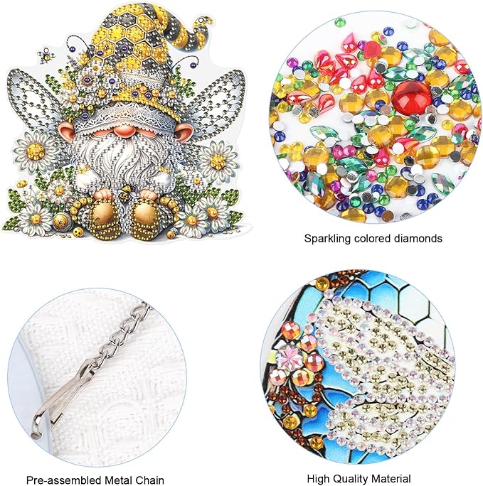 2 PCS Diamond Painting Pendant Diamond Art Suncatchers Diamond Art Pendant Hanging Diamond Art Pendant Kits Pendant Ornaments Diamond Painting Gnome Hanging Pendant Diamond Painting Gnome