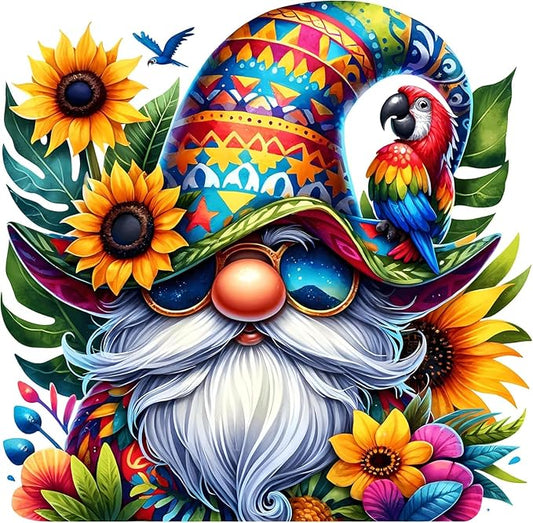 gnome cross stitch kits for adults beginner,flower counted cross stitch kits printed stitching cute patterns dimensions needlepoint art crafts embroidery kits for adults beginners (13.7x13.7 inch)