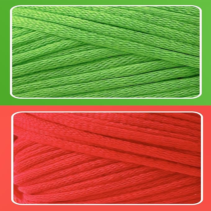 2 x 3.5Oz/120yds Beginner Easy Yarn for Crocheting and Knitting;Worsted-Weight Medium #4;Cotton Blend Yarn for Beginners Amigurumi DIY (Red+Green)
