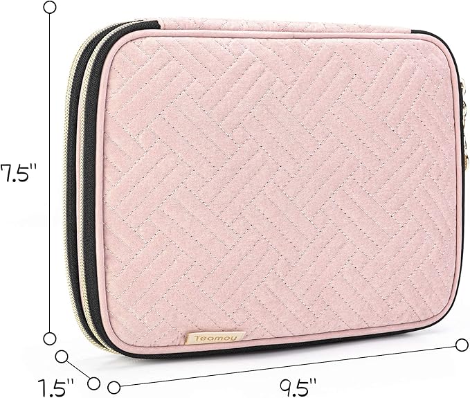 Teamoy Crochet Hook Case(up to 8”), Circular Knitting Needle Storage Bag, Travel Organizer Bag for Crochet Hook and Knitting Accessories, Misty Rose (Bag Only, Patent Design)