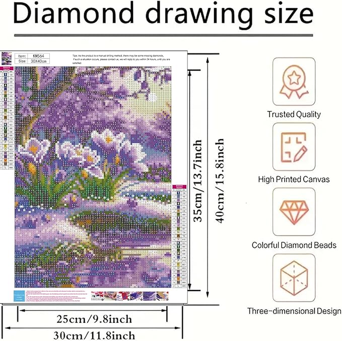 BYGFHLYW 5D Diamond Art Kits for Adults, Flower Diamond Painting Kits for Adults Beginner, Full Drill Round Paint by Diamonds Dot Gem Art for Home Wall Decor 12x16inch