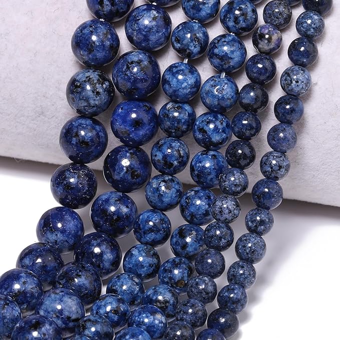 Stone Beads, 45pcs Blue Sodalite, 8mm Round Loose Beads for Jewelry Making, Bracelets, with Bag, String & Card