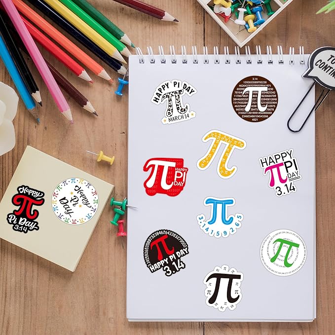 beyumi 1000pcs pi day math themed stickers in 2 rolls π day stickers waterproof vinyl decals decoration for laptop bottle scrapbooking envelopes math party supplies gift classroom decor for kids teens