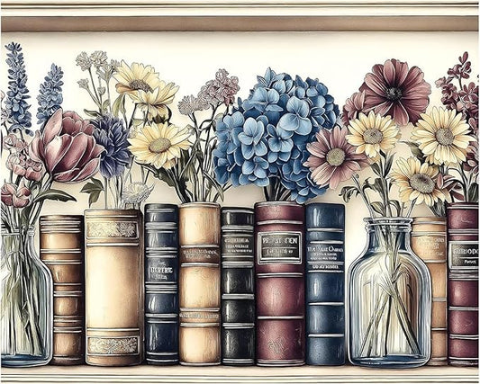 Books Paint by Numbers Kit for Adults Beginners, Adult Paint by Number Kits on Canvas Books, Painting by Number DIY Crafts Acrylic for Gift Home Decor 16x16 in