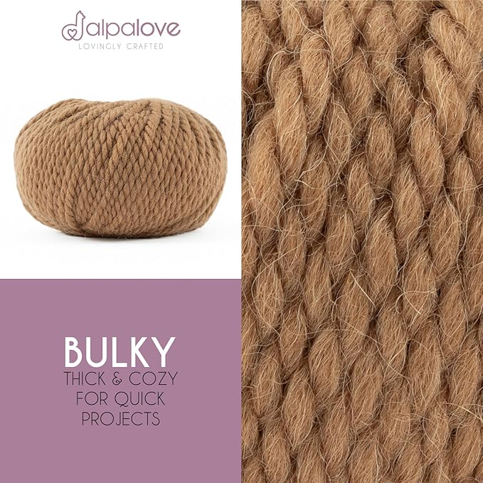 Bulky Set (6 x 1.75 oz) Super Soft Baby Alpaca Knitting Yarn Cappuccino 328 Yards