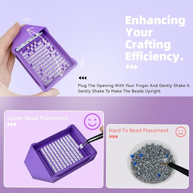 3 Pcs 2.6mm Mini Fuse Beads Picking Tray Kit, Efficient Sorting Tools with Effortless Beads Recovery, User-Friendly for Iron Bead Beginners (Transparent Purple,Pink,Purple)