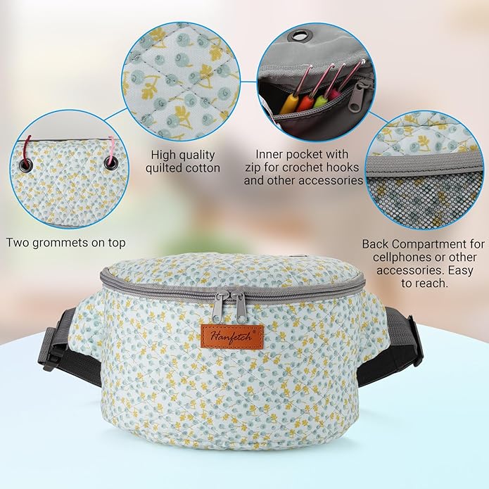 Yarn Crossbody Waist bag Small Yarn Storage Organizer for Yarn Skeins-Organizer for Crochet Hooks and Accessories