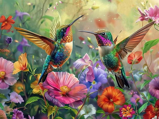 mrpwnle Hummingbird Diamond Art Kits for Adults, Bird Diamond Painting Kits for Beginners, 5D Diamonds Painting, DIY Full Drill Gem Art Crafts Kit Home Wall Decor Gifts 16x12 inch