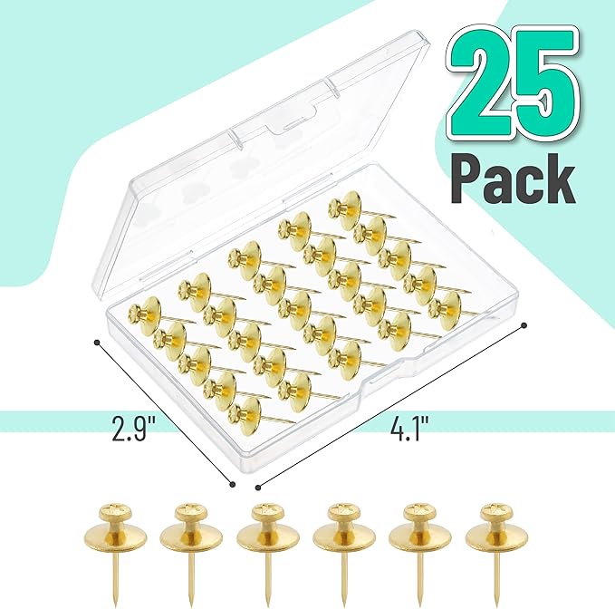 Mr. Pen- Double Headed Picture Nails, 25 Pack, Gold, Tacks for Wall Hangings, Pins, Thumb Tacks, Picture Hangers