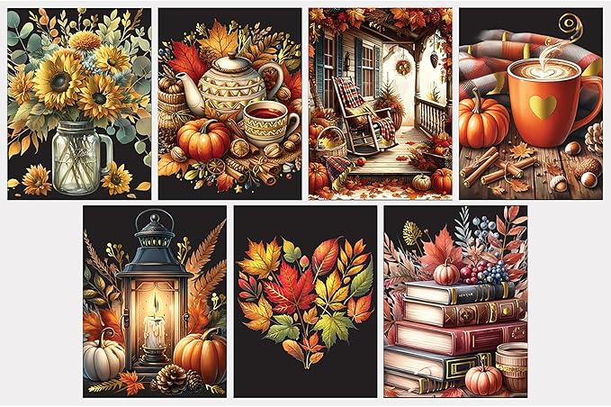 Brea Reese: Scratch Art Paper Pad - Fall Florals - 14 Sheets, 7 Guided Art Designs, Metallic Accents, Stylus & Brush, 6x8 Pages, DIY Adult Craft Kit