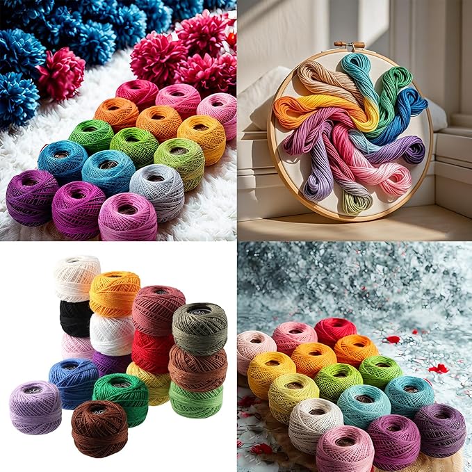 16 Rolls of Colorful Cotton Thread Ball Crochet Embroidery Rainbow Color Cross Stitch Thread Sewing for Cross Stitch Crafts(style2)
