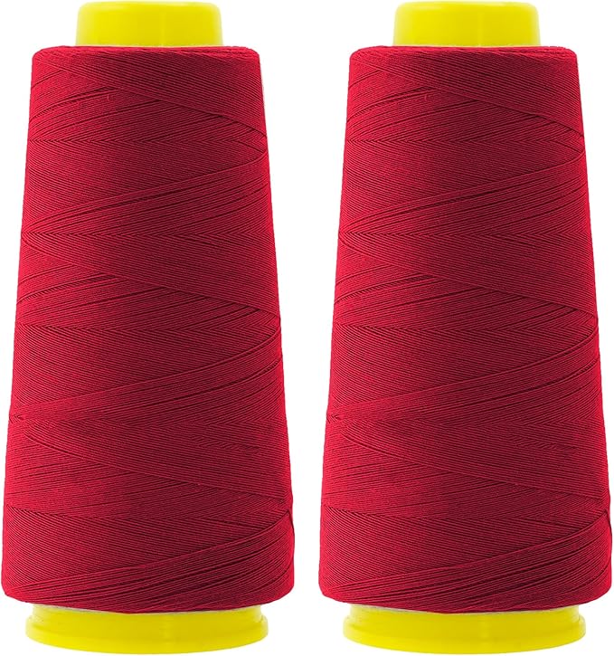Mandala Crafts Maroon Thread Cones for Machine and Hand Quilting - 2400 Yds 50 WT Multiple Purpose Mercerized 100% Cotton Threads for Sewing Machine Serger Embroidery