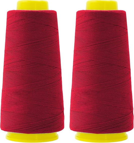 Mandala Crafts Maroon Thread Cones for Machine and Hand Quilting - 2400 Yds 50 WT Multiple Purpose Mercerized 100% Cotton Threads for Sewing Machine Serger Embroidery