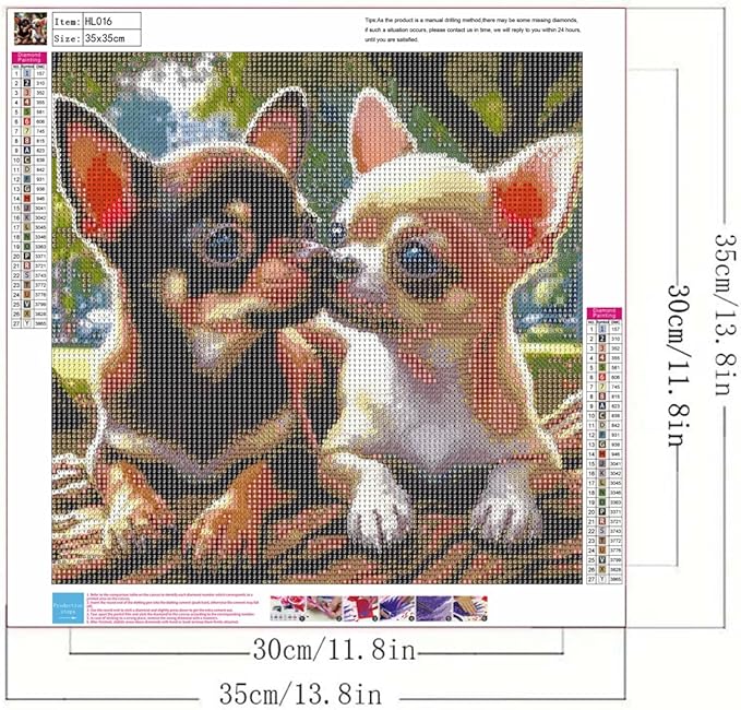 GEMFAMILY Animals Diamond Art Kits for Adults,Chihuahuas Dog 5D Diamond Painting kit for Beginner,DIY Full Round Drill Diamond Gem Art Crafts for and Home Wall Decoration 13.8 x 13.8 inch