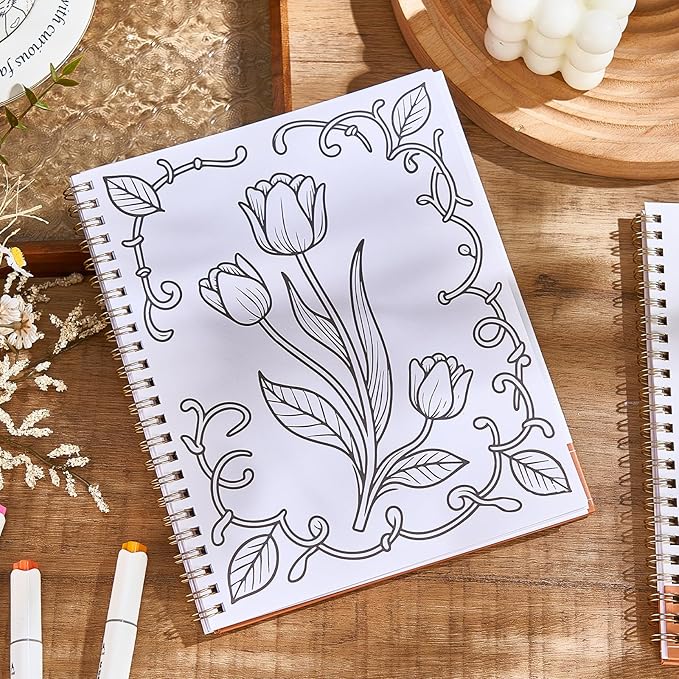 Natural Adult Coloring Book for Women with Spiral Binding, Beginner Funny Coloring Book for Stress Relief, 30 Pages Single-Sided Printing, Relaxation Gifts for Women,Men,Teens